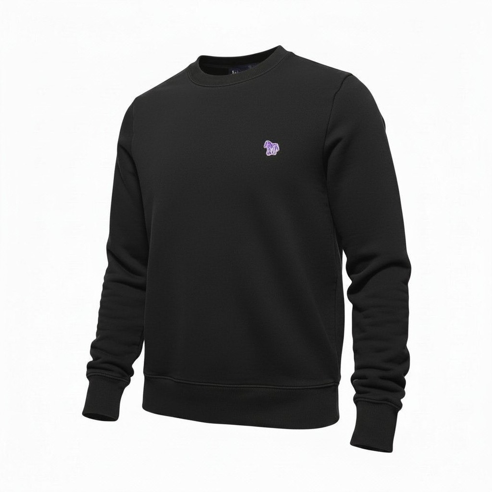 PS Paul Smith Mens Zebra Logo Patch Crewneck Sweatshirt Black Regular Fit